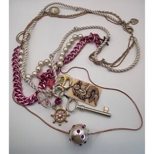 Betsey Johnson Under the Sea Necklace Mermaid Seashell Anchor Key Nautical Charm